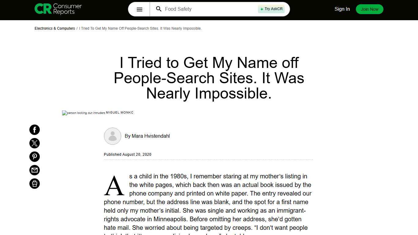 Getting Your Name off People-Search Sites Nearly Impossible - Consumer Reports